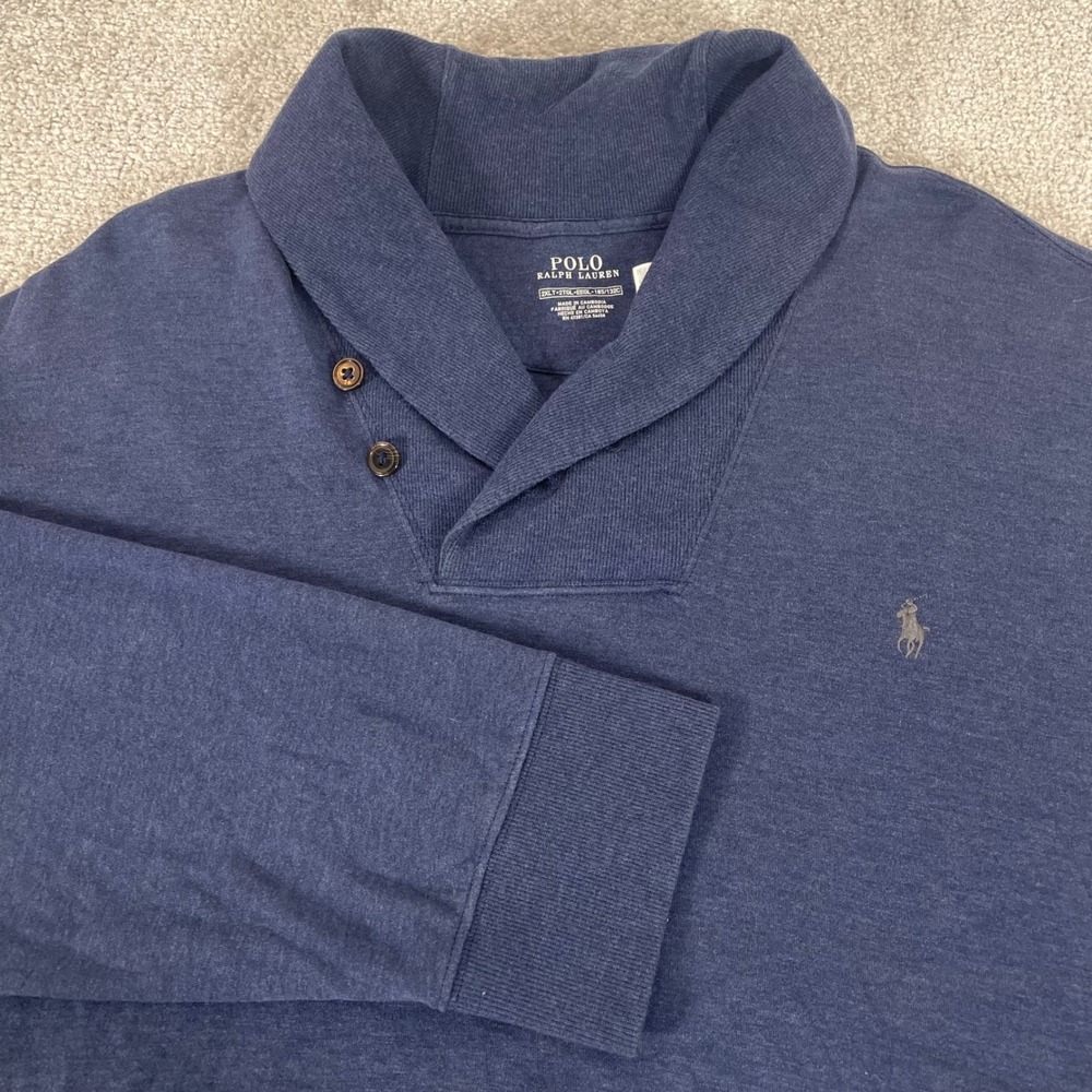 Polo Ralph Lauren Sweater Mens 2XLT Shawl Collar Classic Preppy Collegiate Navy